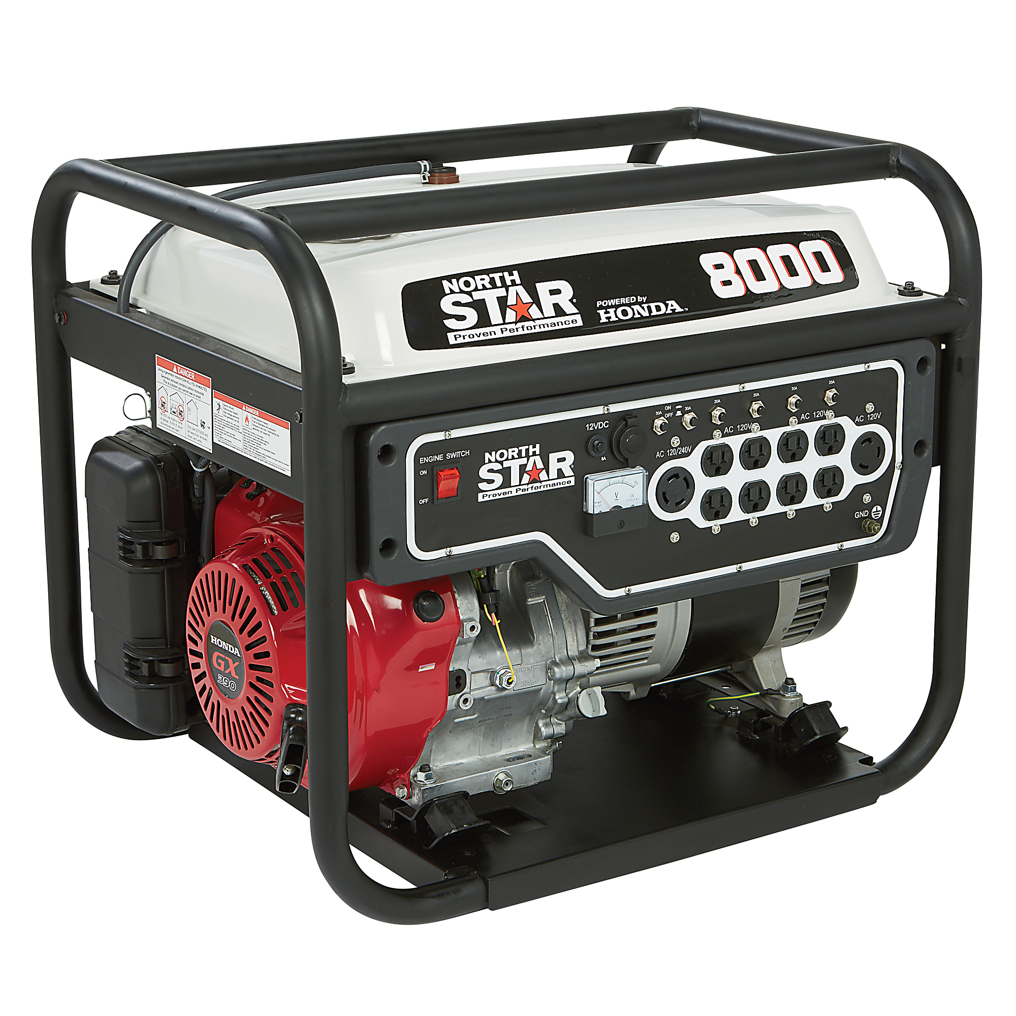 NorthStar Commercial-Grade Portable Generator, Honda GX390 OHV Engine, 6600 Rated Watts, 8000 Surge Watts, 120/240 Volts